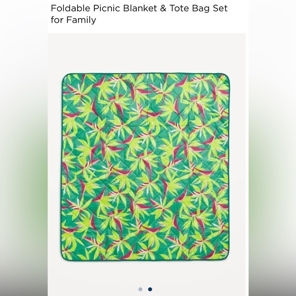 NWT foldable picnic blanket tote- palm print (second photo is to show the tote)